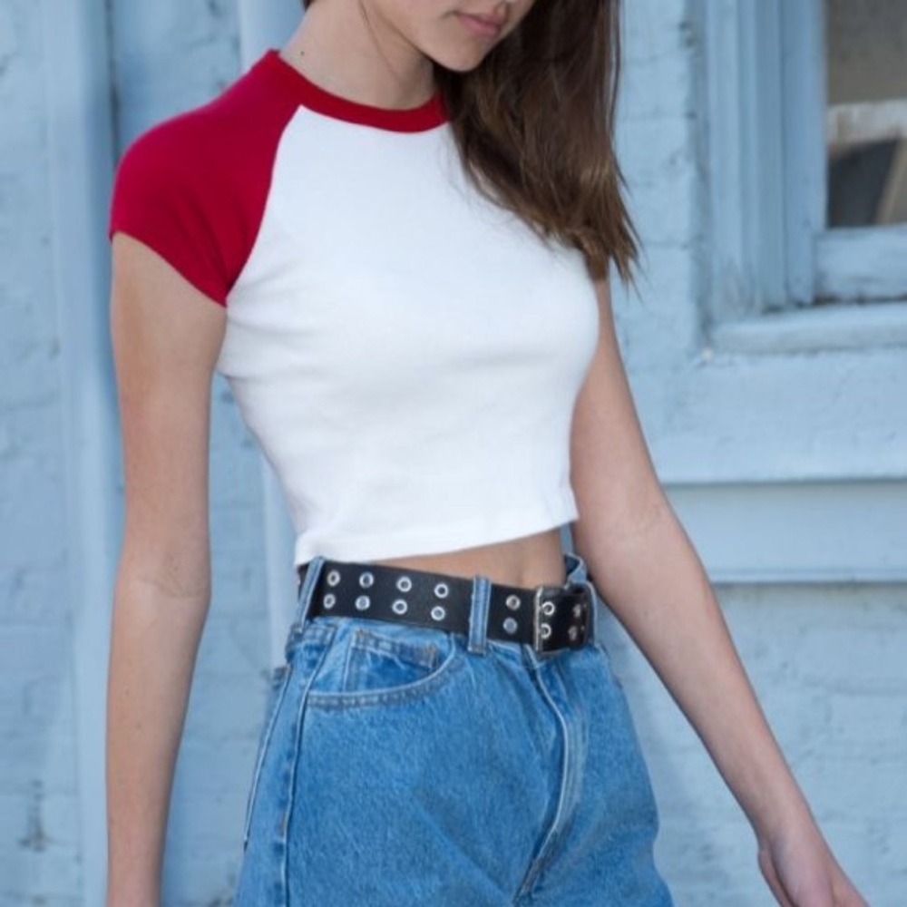 brandy melville red and white bella top